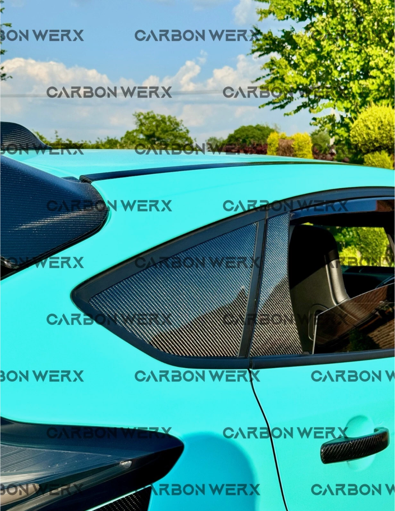 Ford Focus MK3 MK3.5 ST RS Carbon Fibre Rear Fixed Side Window Covers