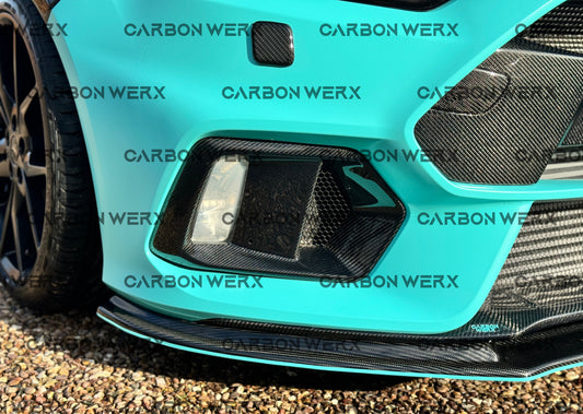 Ford Focus MK3 MK3.5 RS Carbon Fibre Fog Light Surrounds & Number Plate Panel