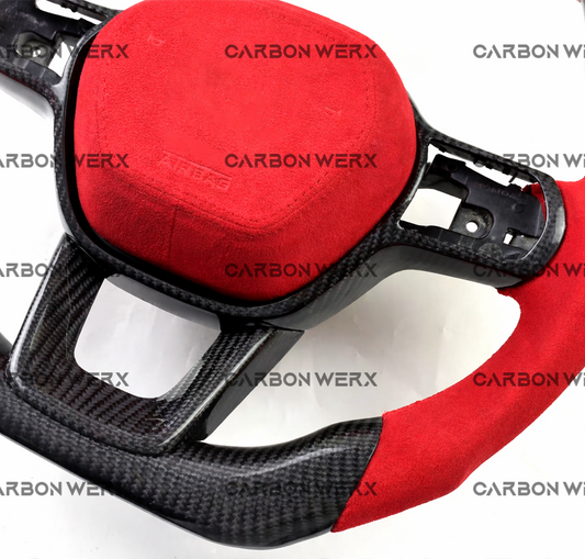 Honda Civic Type R FL5 2023+ Carbon Fibre Steering Wheel & Red Alcantara